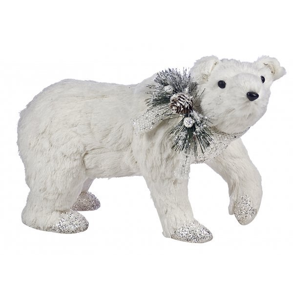 Χριστουγεννιάτικη Διακοσμητική Αρκούδα Λευκή (48cm)